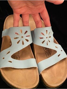 Birkenstock Betula Blue Cutout Flower Slip On Sandals Size 38 sz 7